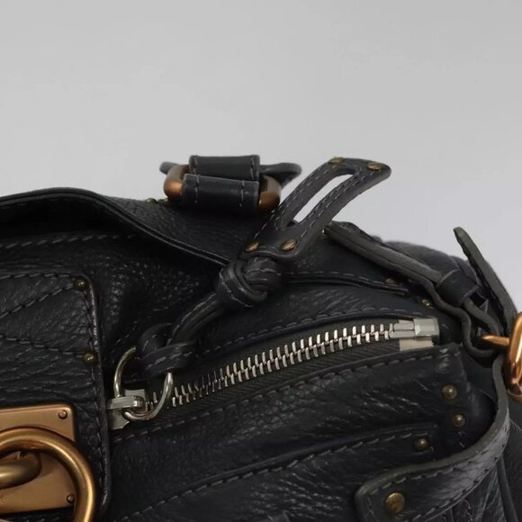 Chloe Paddington Hand Bag Leather Navy Gold Silver Auth - Picture 5 of 16